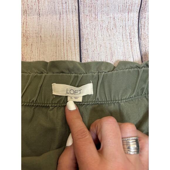 Loft Olive Green Linen Drawstring Waist Shorts Women's Size XL - Picture 4 of 5